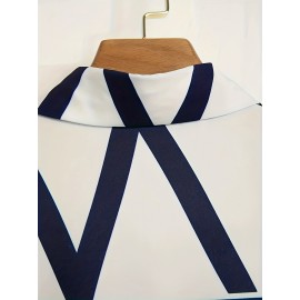 Casual Two-Piece Set, Men's Short Sleeve Shirt & Drawstring Shorts Matching Set For Summer