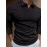 Ribbed Men's Solid Color V-neck Long Sleeve Shirt, Male Spring Fall Casual Top