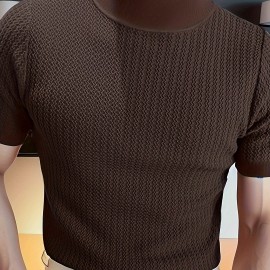 Men's Comfy Chic Turtleneck Solid T-shirt, Men's Summer Slim Fit Outdoor Clothes, Men's Clothing, Tops For Men, Gift For Men