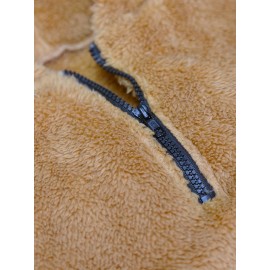 Cool Fluffy Thermal Hoodies For Men, Men's Casual Color Block Polar Fleece Pullover Hooded Sweatshirt With Kangaroo Pocket Streetwear For Winter Fall, As Gifts