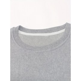 Trendy Grimace Print Men's Crew Neck Long Sleeve Sweatshirt, Casual Wear, Graphic Pullover, Men's Clothing For Spring Fall Winter